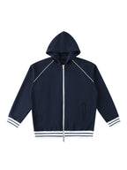 Striped Trim Zip-Up Hoodie