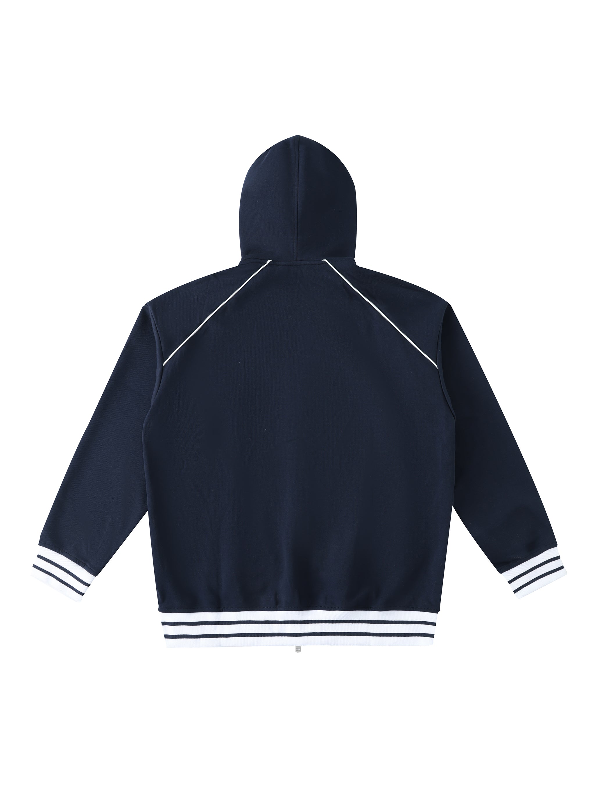 Striped Trim Zip-Up Hoodie