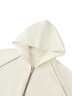Striped Trim Zip-Up Hoodie