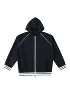 Striped Trim Zip-Up Hoodie