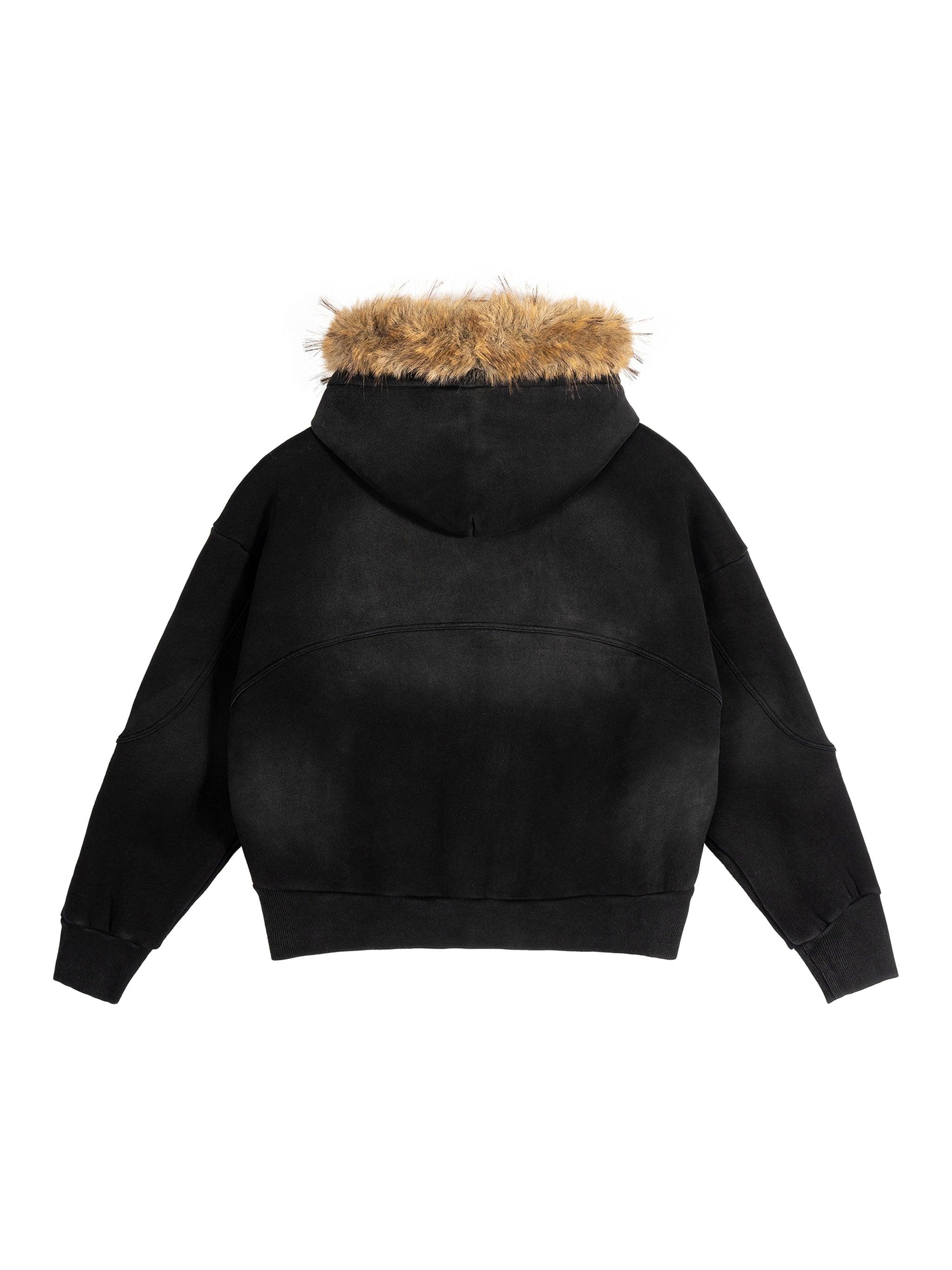 Sun Fade Boxy Detachable Fur Hoodie