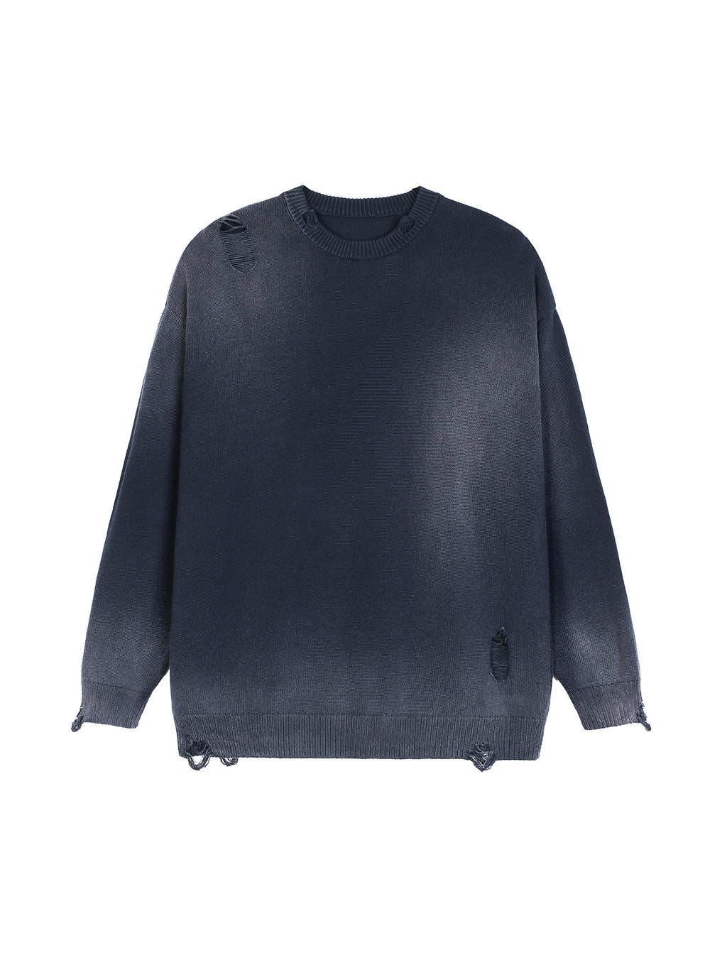 Sun Fade Distressed Ripped Crewneck sweater