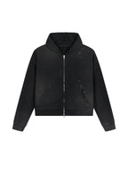 Sun Fade Frayed Raw Edge Fleece Zip Hoodie