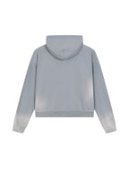 Sun Fade Frayed Raw Edge Fleece Zip Hoodie