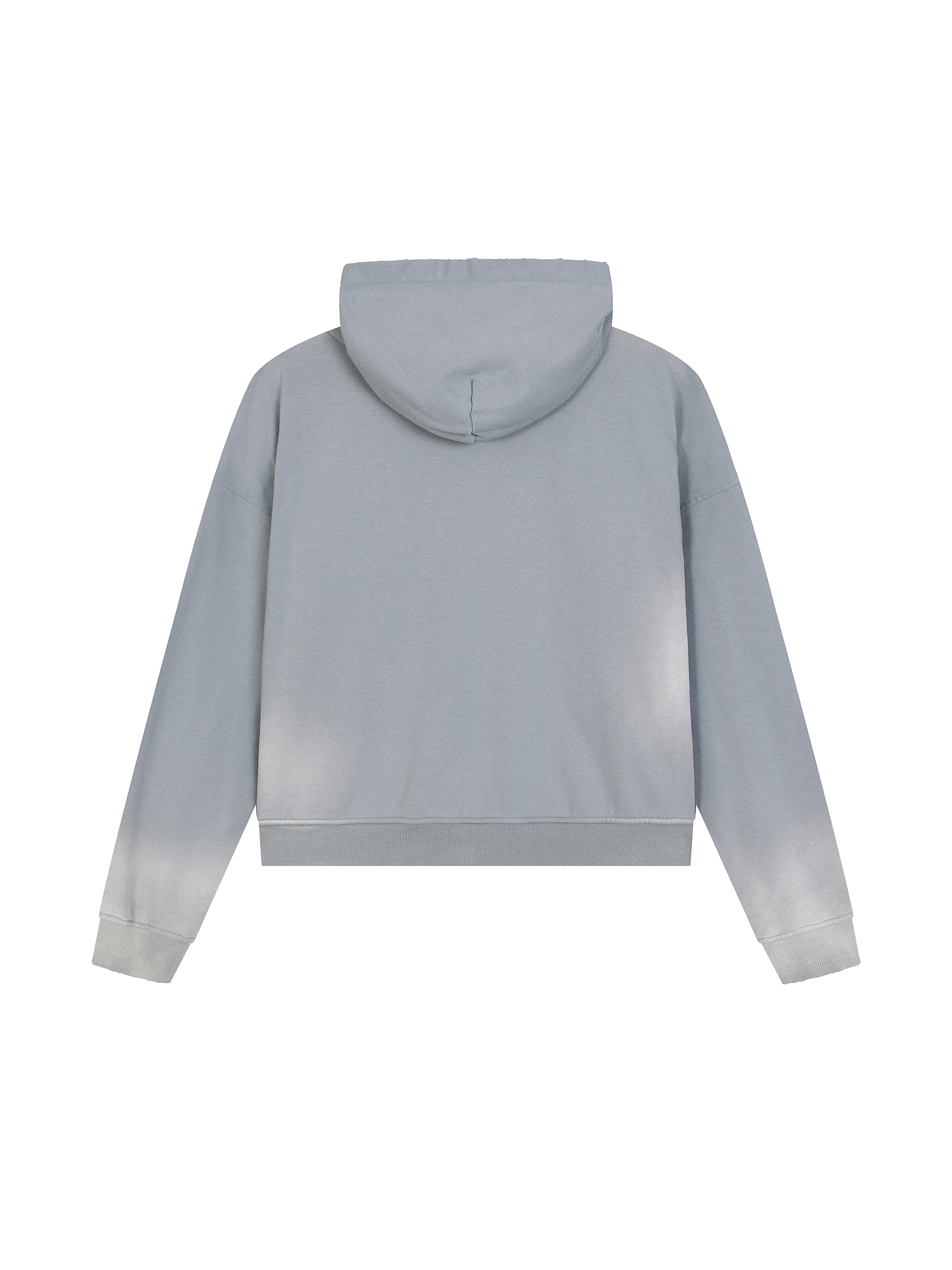 Sun Fade Frayed Raw Edge Fleece Zip Hoodie