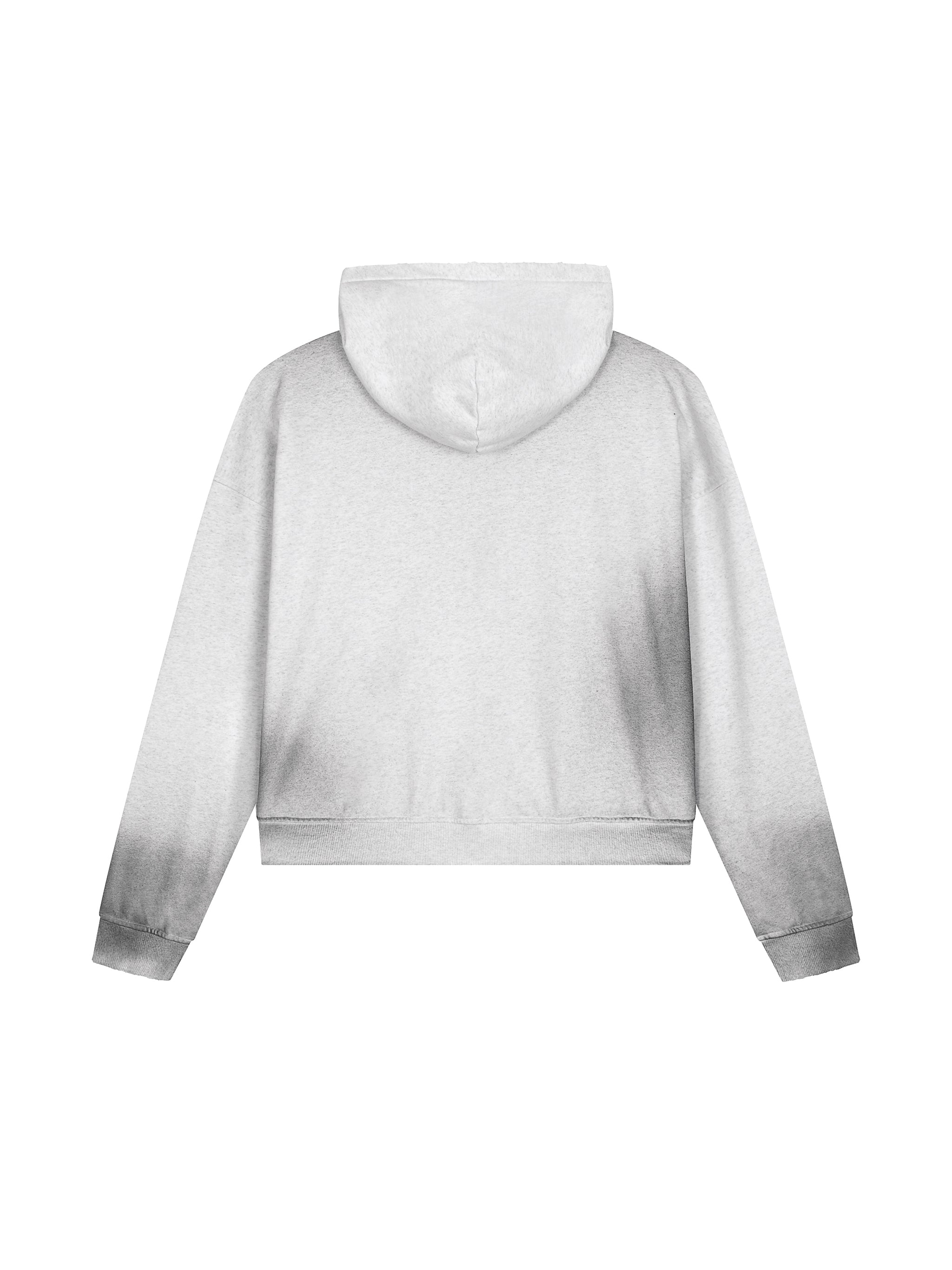 Sun Fade Frayed Raw Edge Fleece Zip Hoodie