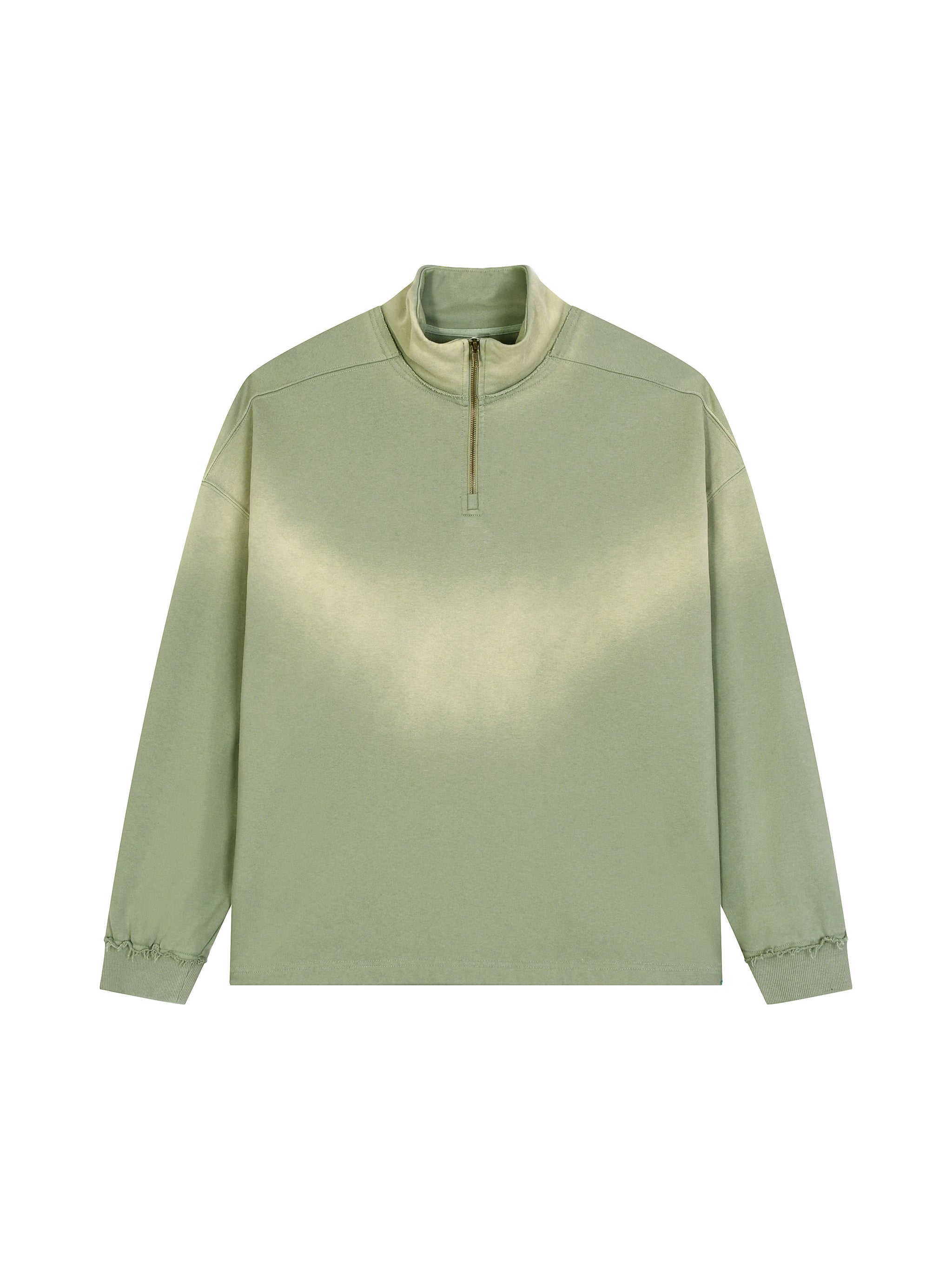 Sun Fade Raw Edge Quarter-Zip Sweatshirt