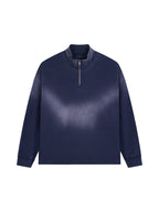 Sun Fade Raw Edge Quarter-Zip Sweatshirt