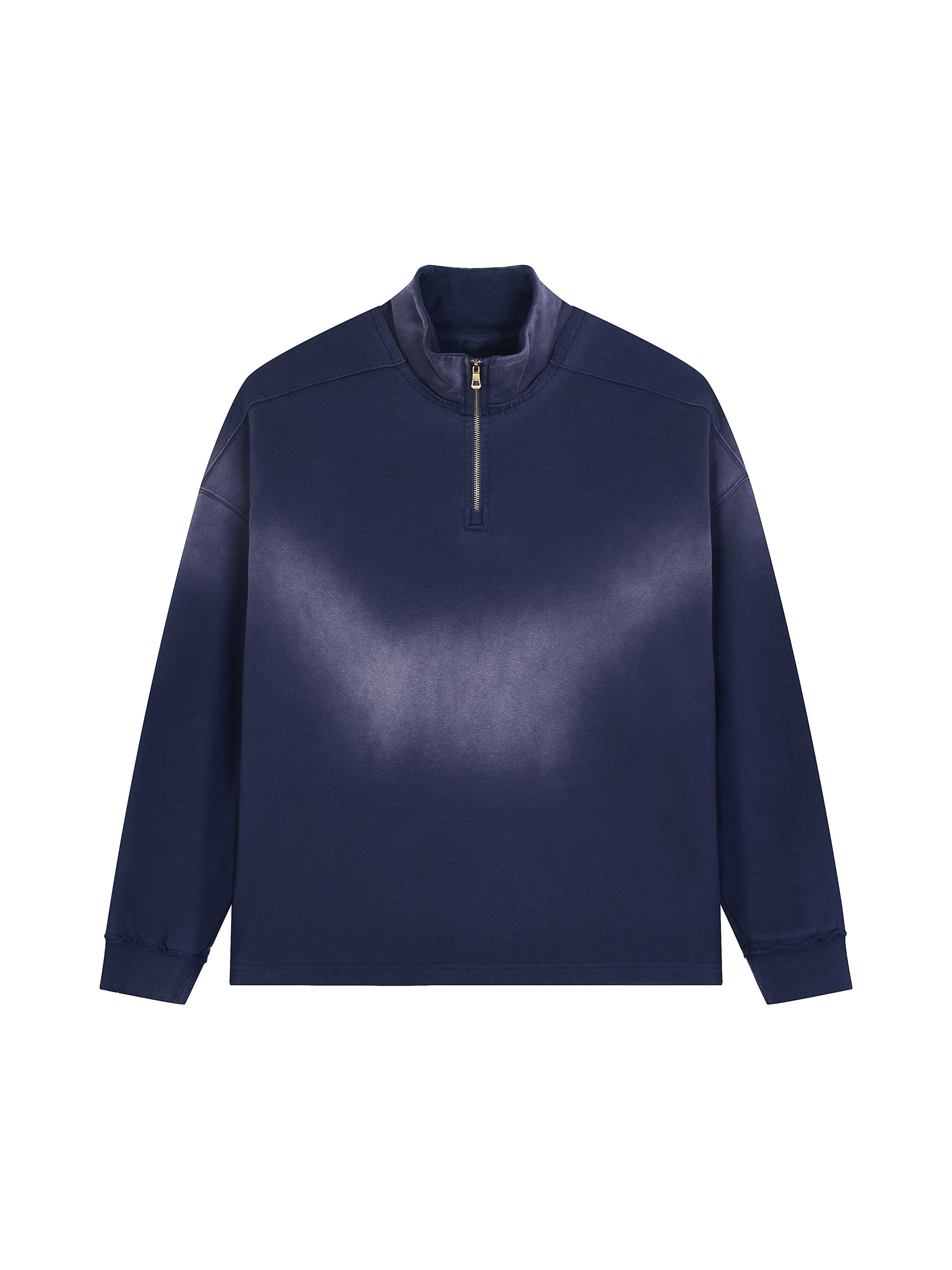 Sun Fade Raw Edge Quarter-Zip Sweatshirt