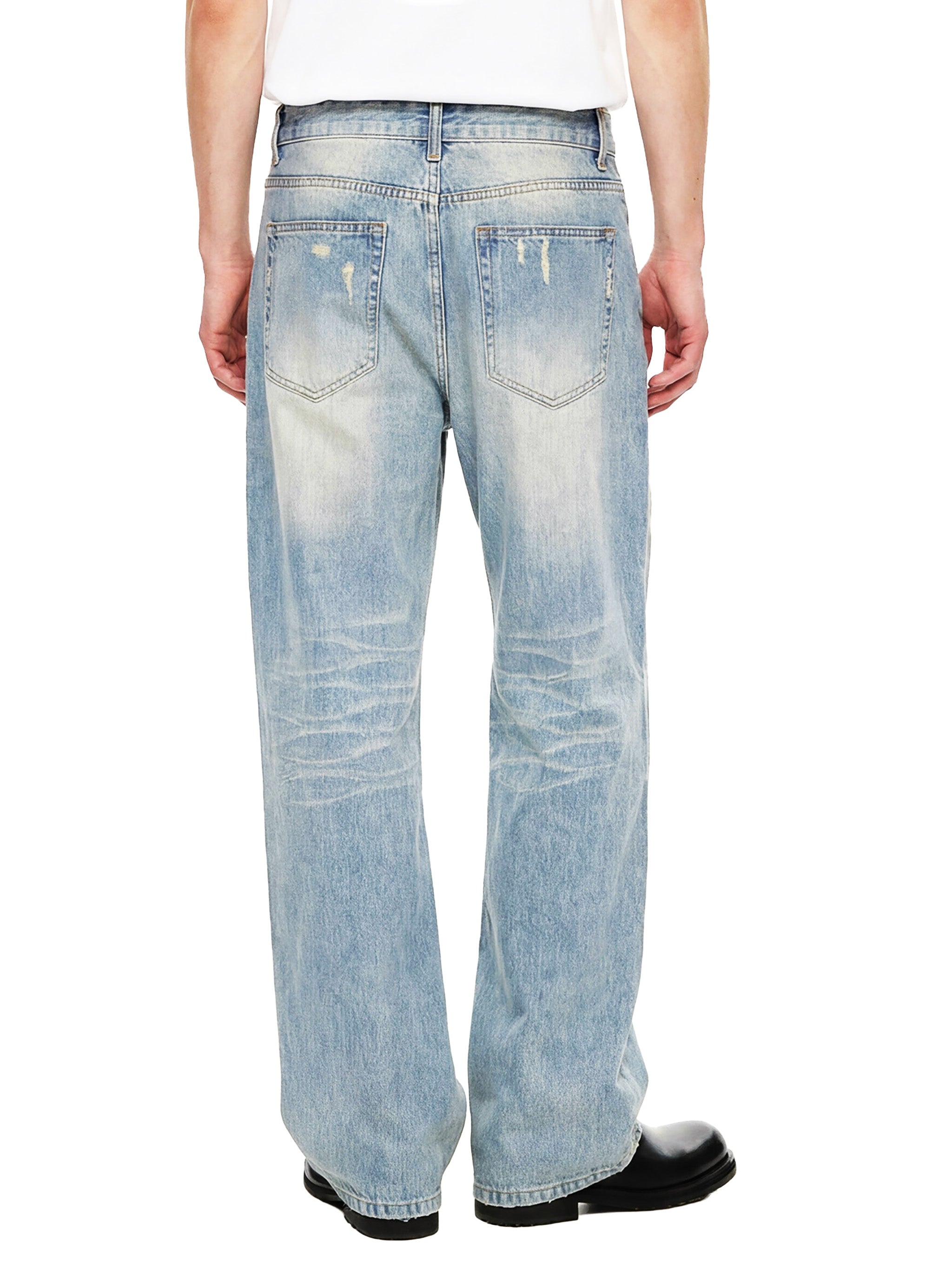 Sun Fade Raw Hem Denim Jeans
