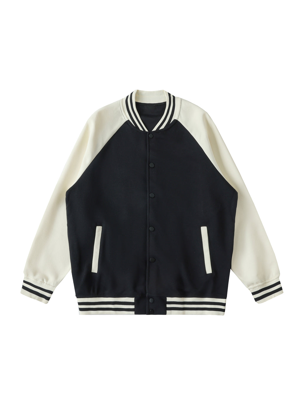 Two Tone Raglan Sleeve Varsity Jacket