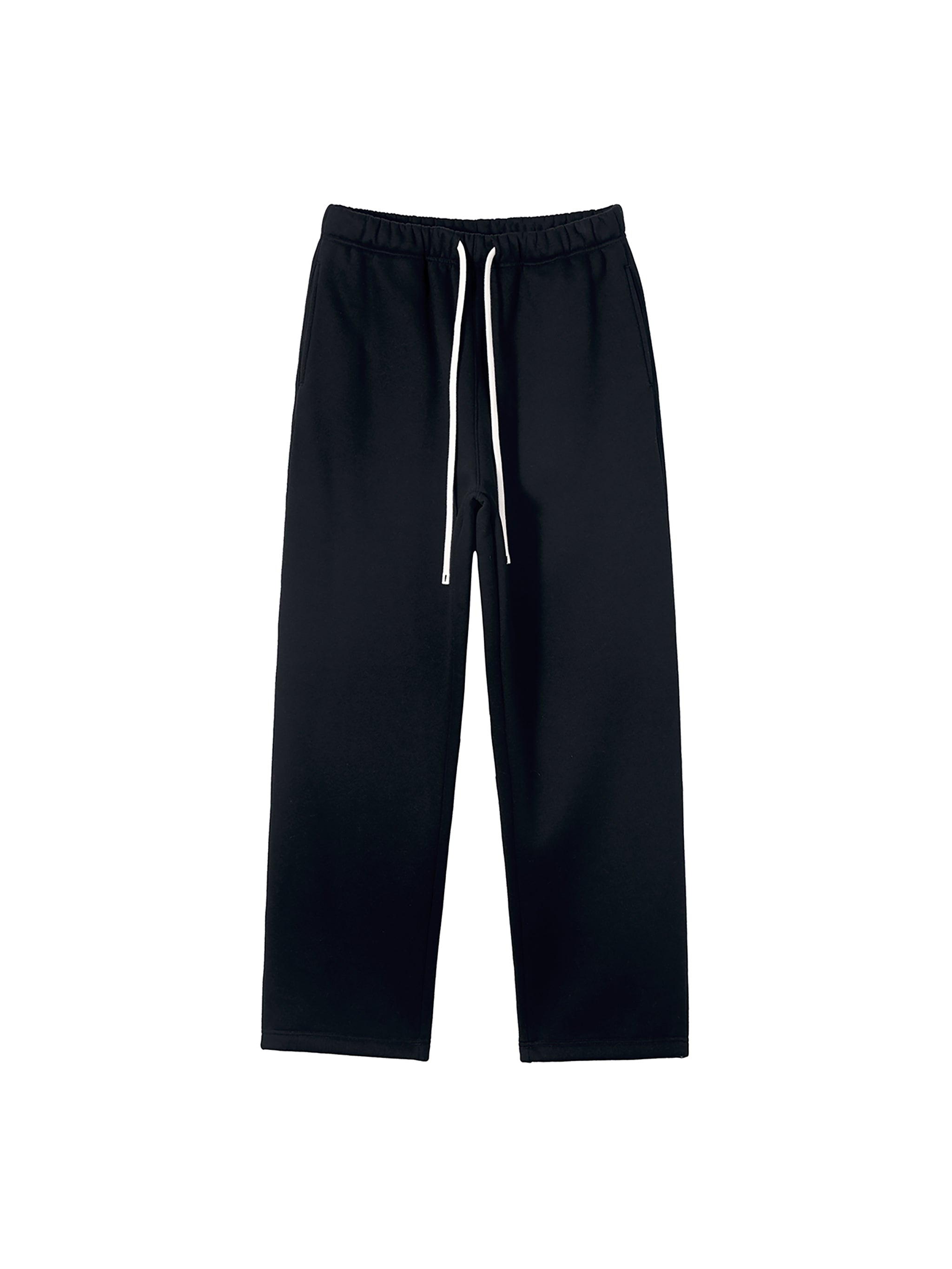 Unisex Solid Color Fleece Straight Leg Pants