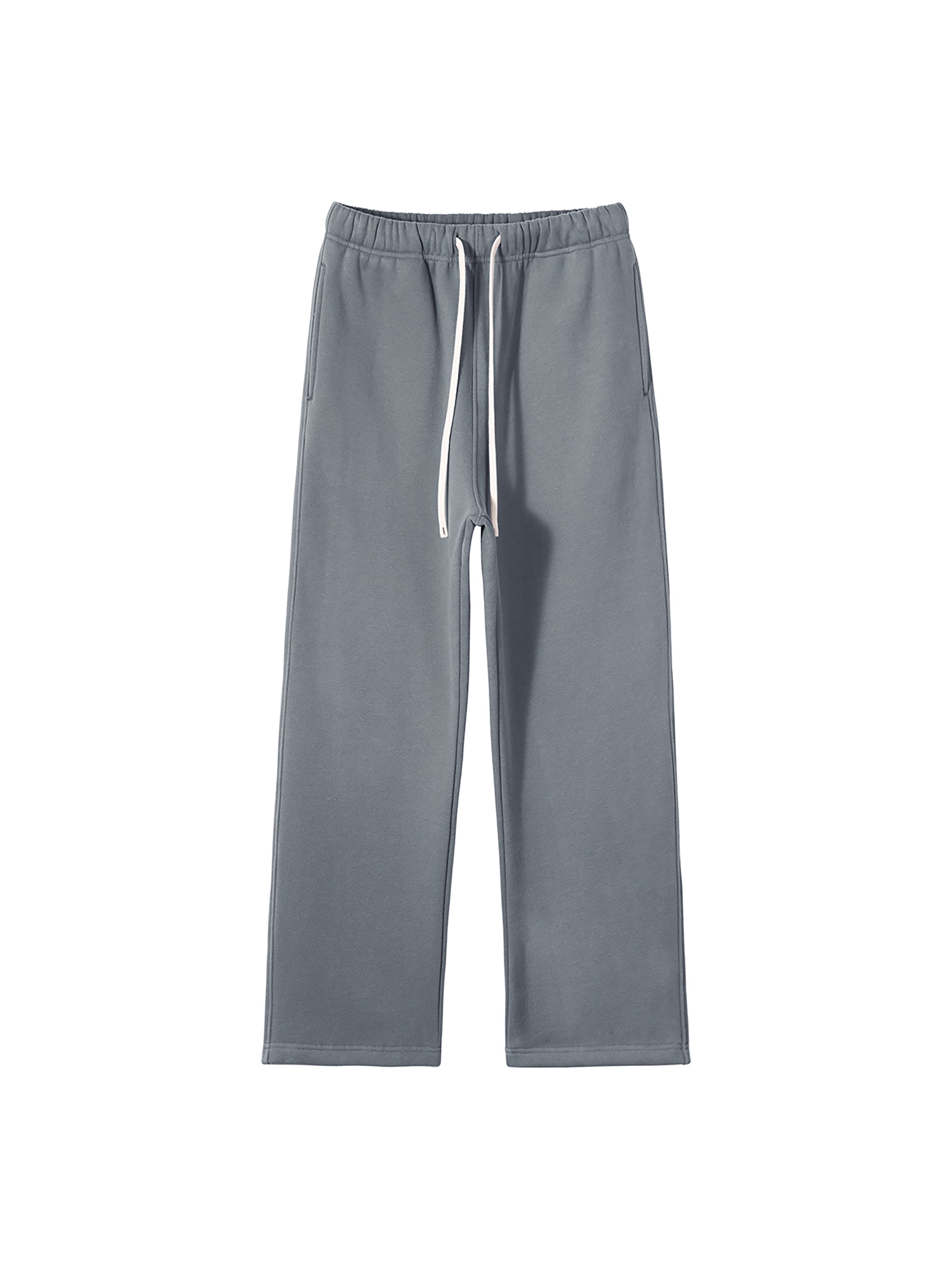 Unisex Solid Color Fleece Straight Leg Pants