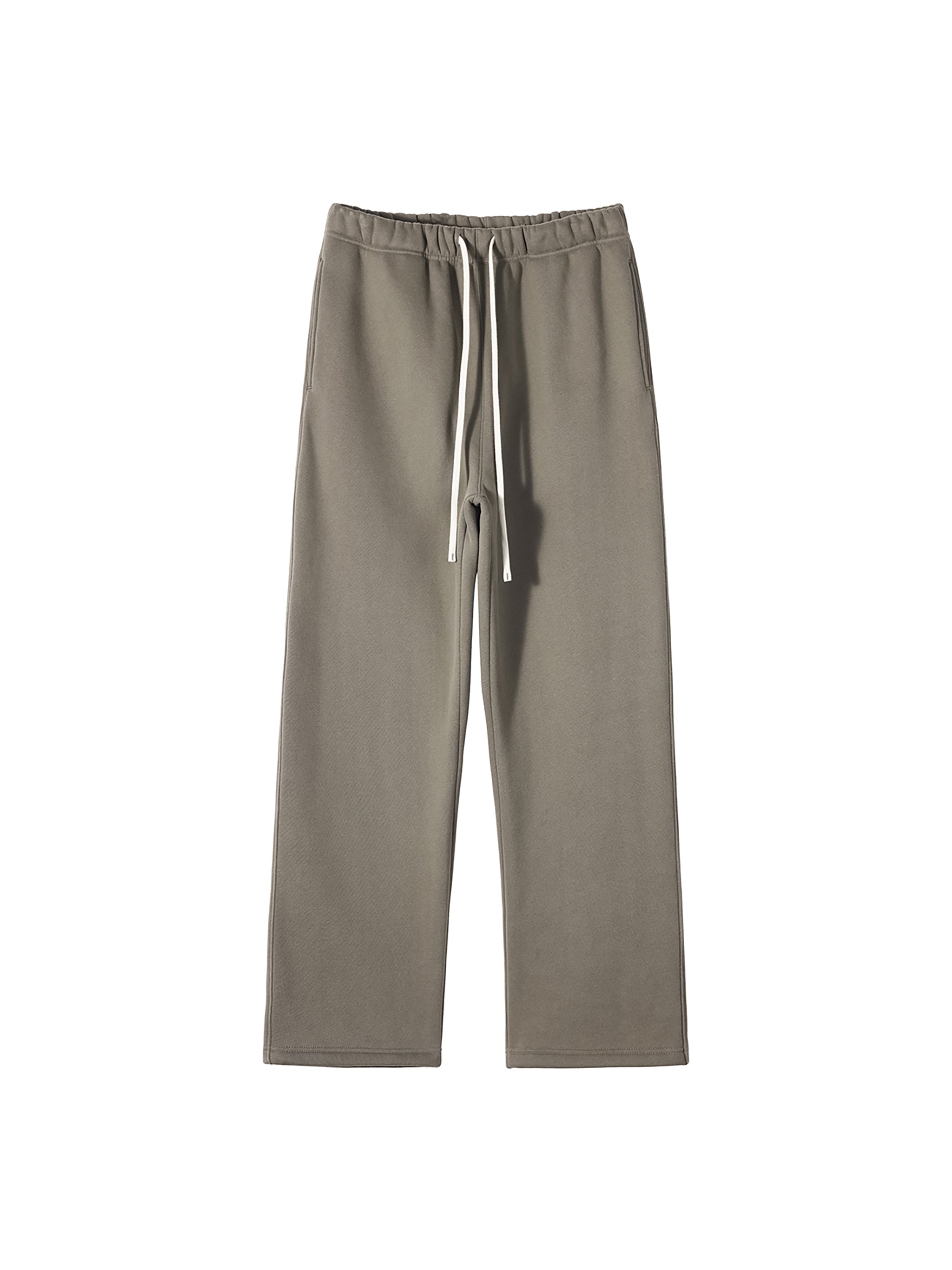 Unisex Solid Color Fleece Straight Leg Pants