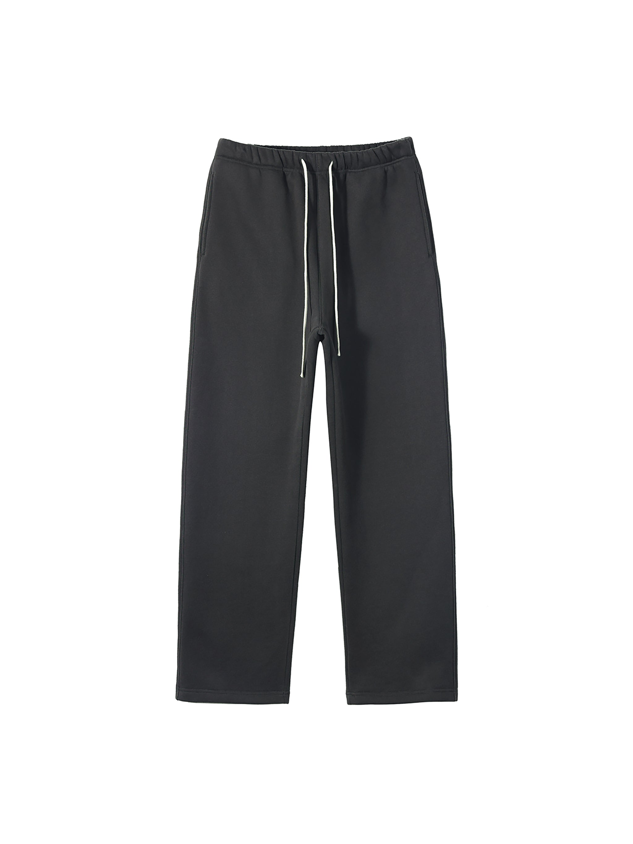 Unisex Solid Color Fleece Straight Leg Pants