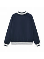 V-Neck Contrast Collar Boxy Sweatshirt