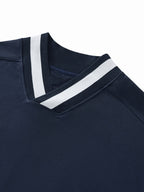 V-Neck Contrast Collar Boxy Sweatshirt