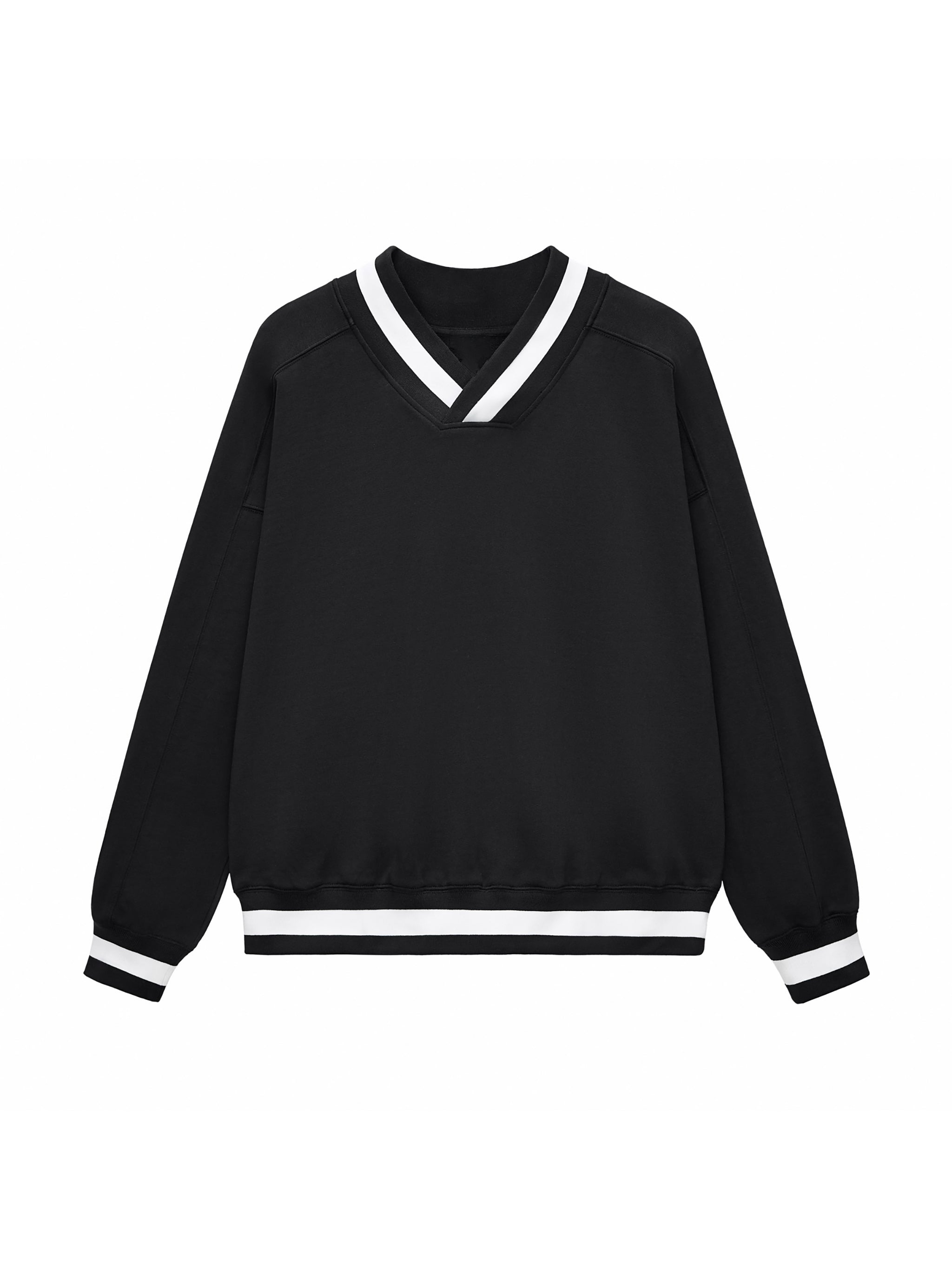V-Neck Contrast Collar Boxy Sweatshirt