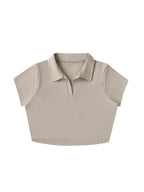 V-Neck Lapel Crop Top