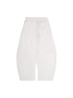 Vertical Stripe Drawstring Barrel Pants