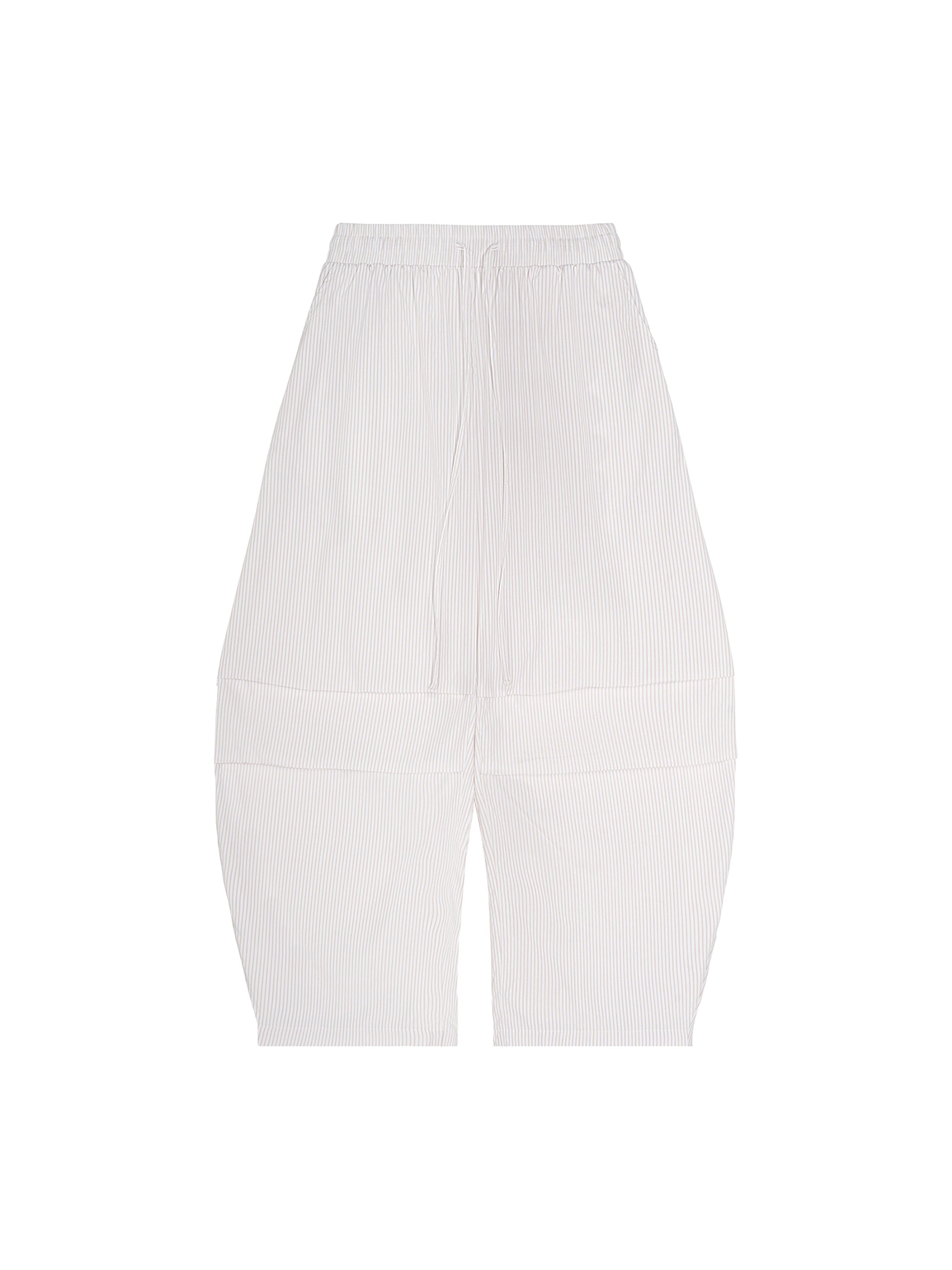 Vertical Stripe Drawstring Barrel Pants