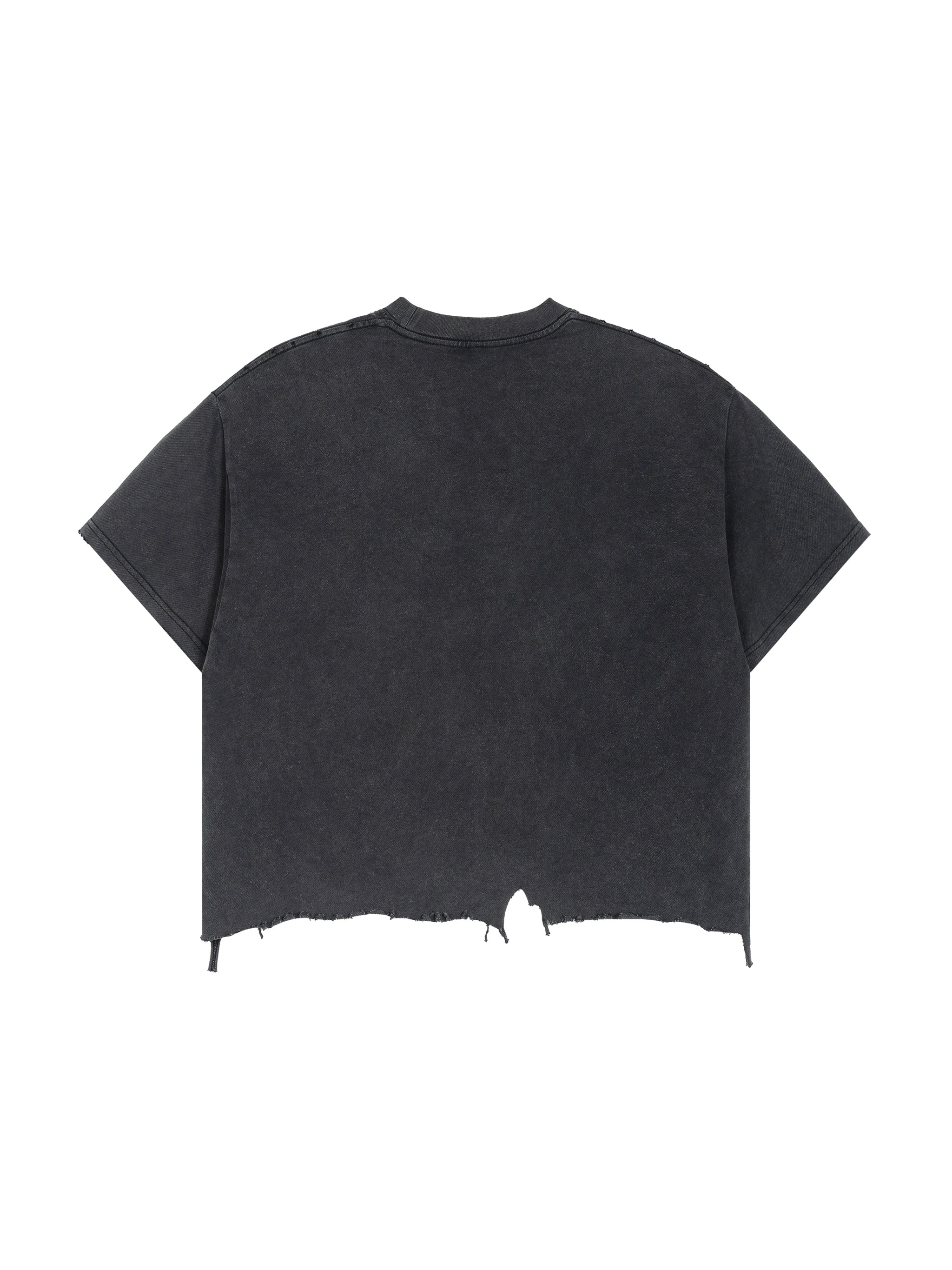 Vintage Wash Boxy Distressed Hem T-Shirt