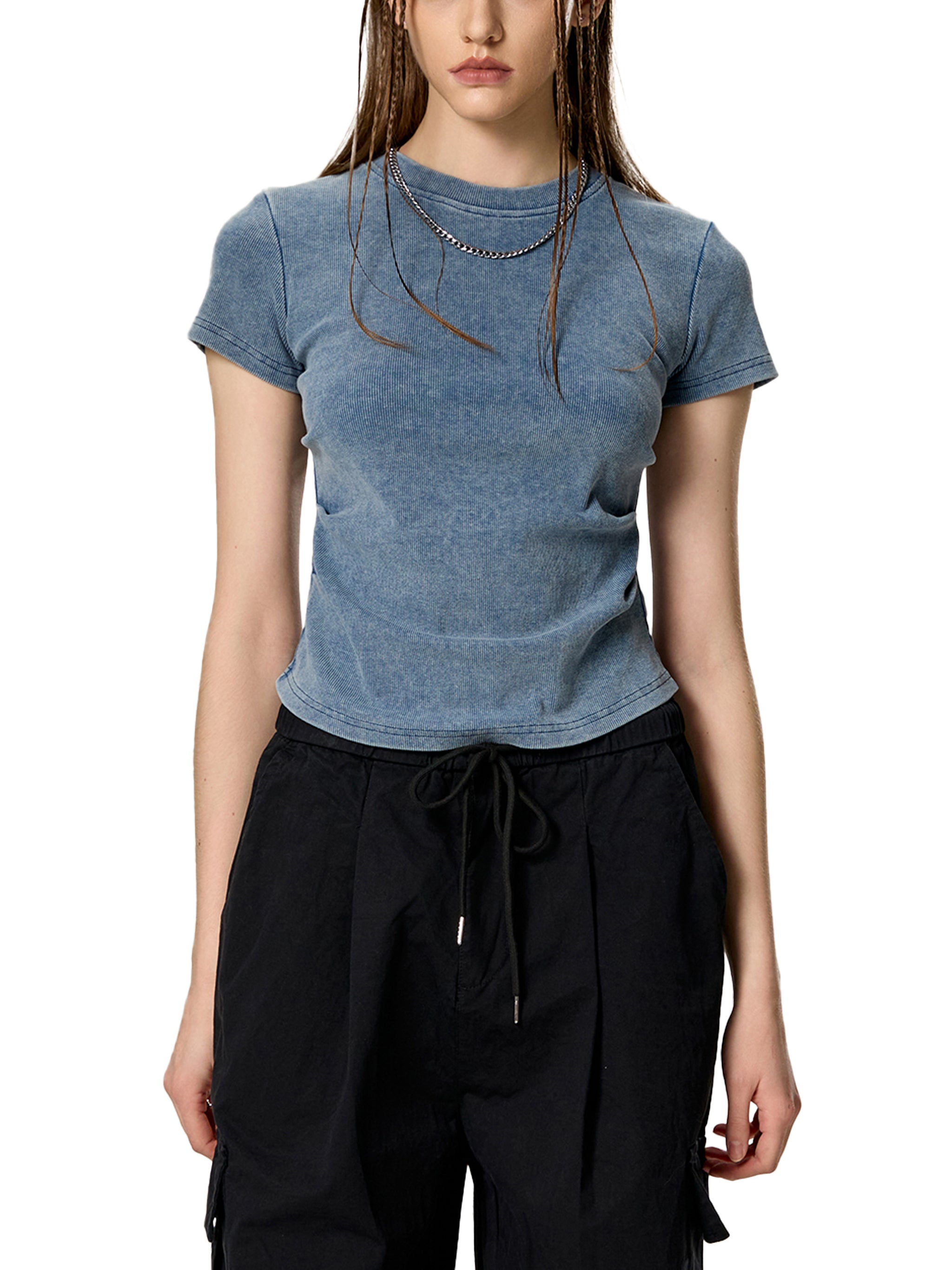 Vintage Washed Bodycon Cotton T-Shirt