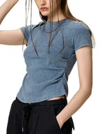Vintage Washed Bodycon Cotton T-Shirt