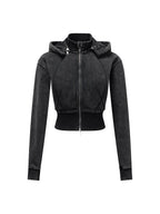 Vintage Washed Cropped Fleece Hoodie