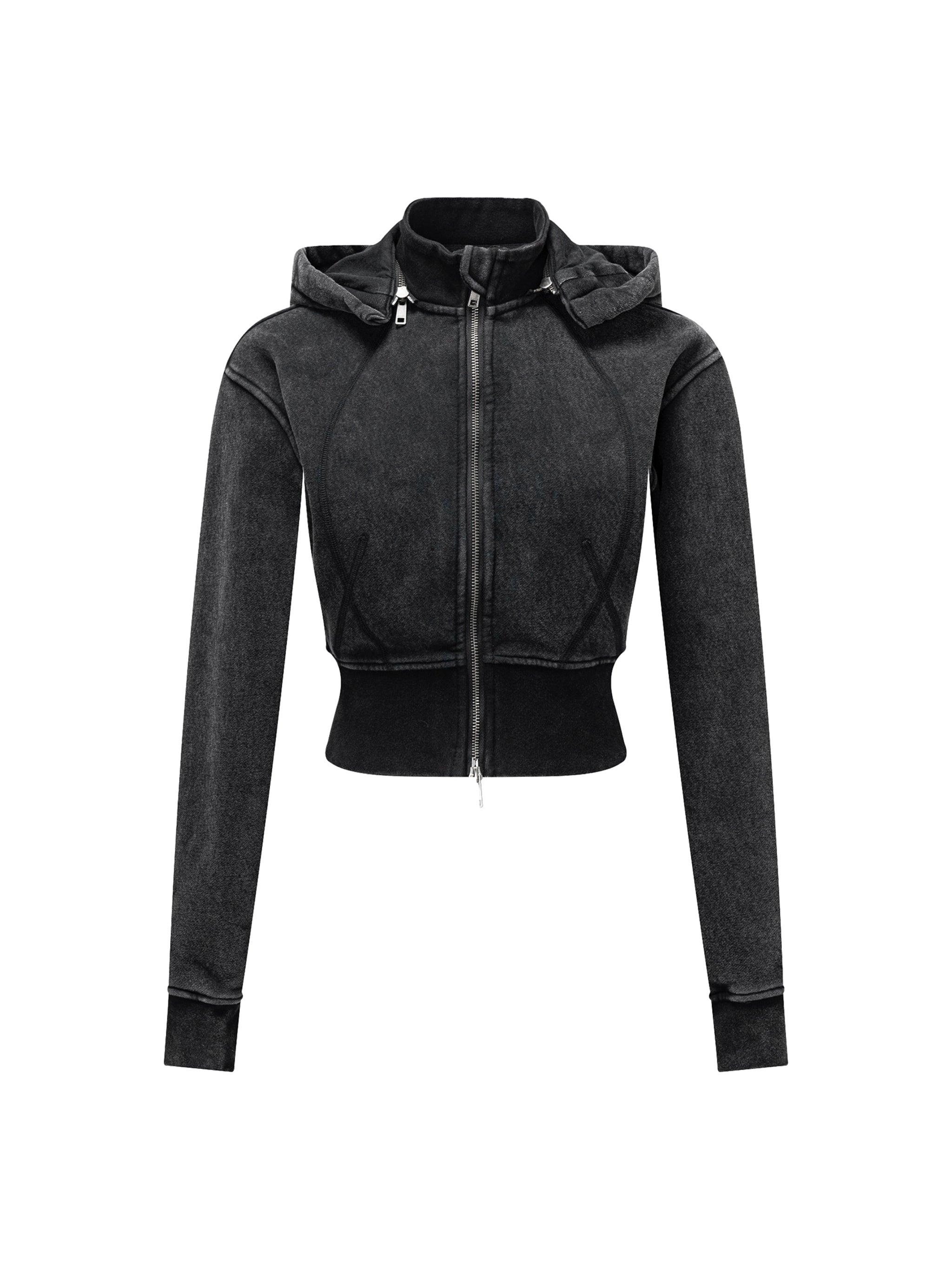 Vintage Washed Cropped Fleece Hoodie