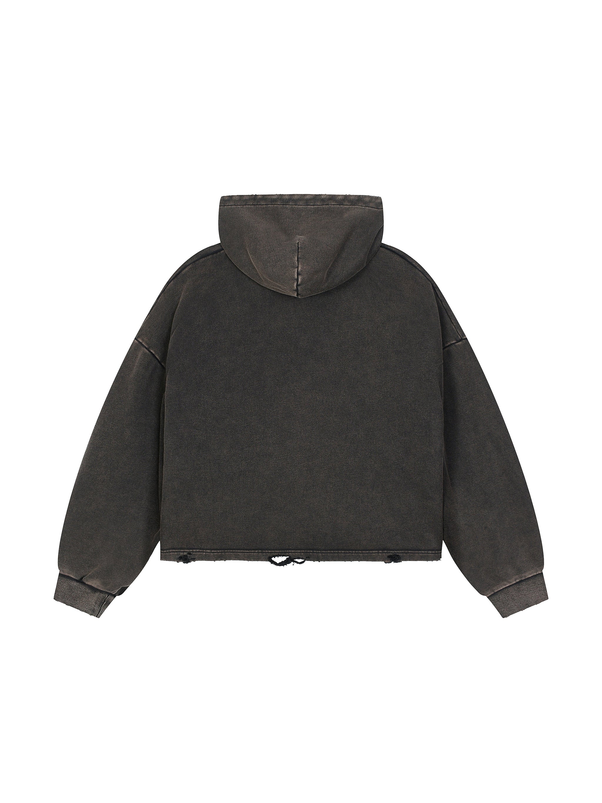 Vintage Washed Frayed-Hem Hoodie