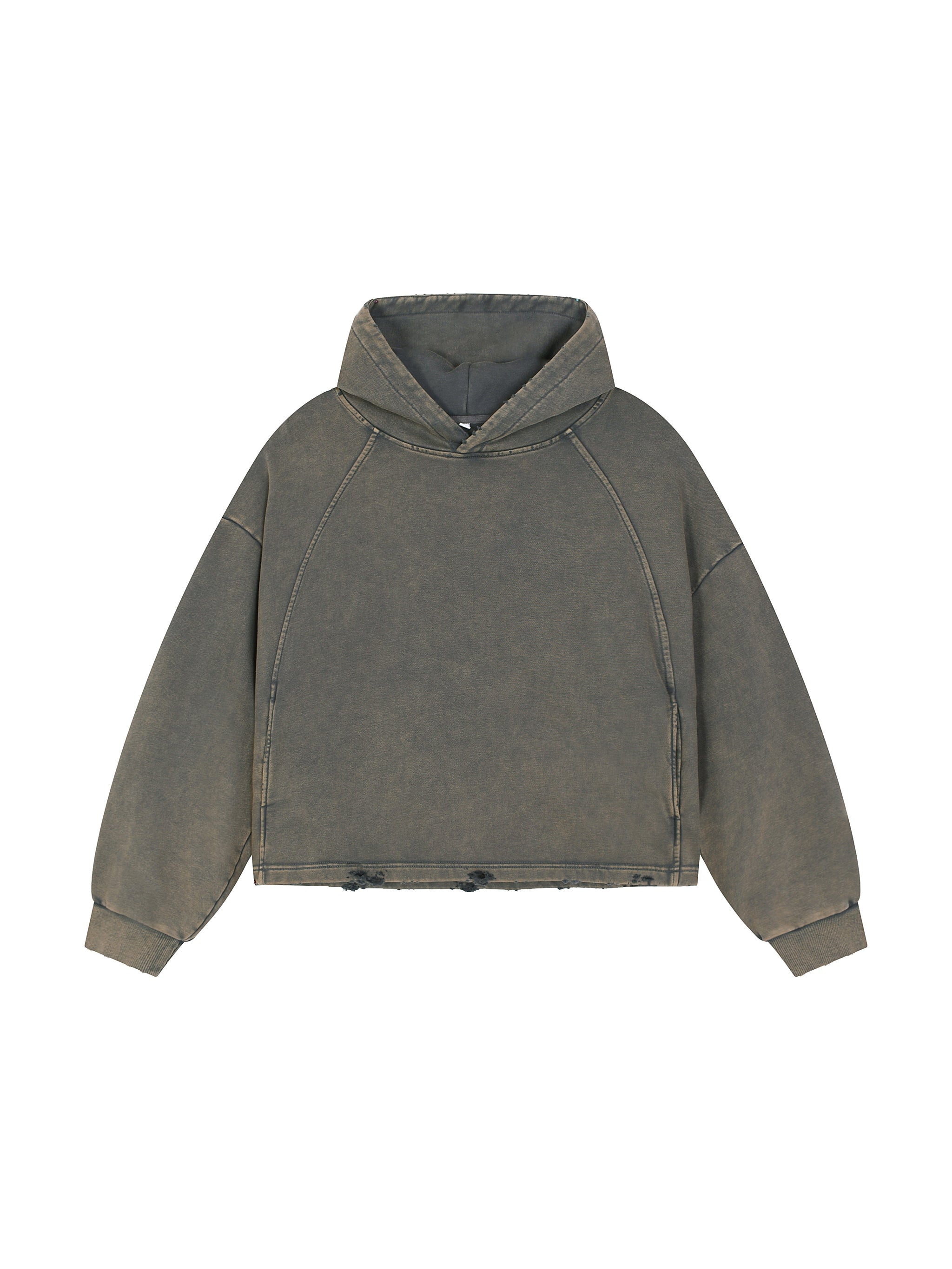 Vintage Washed Frayed-Hem Hoodie