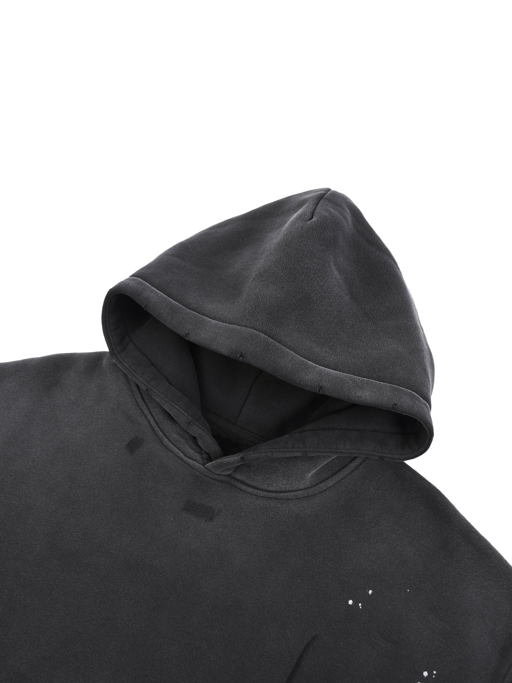 Vintage Washed Frayed Fleece Hoodie