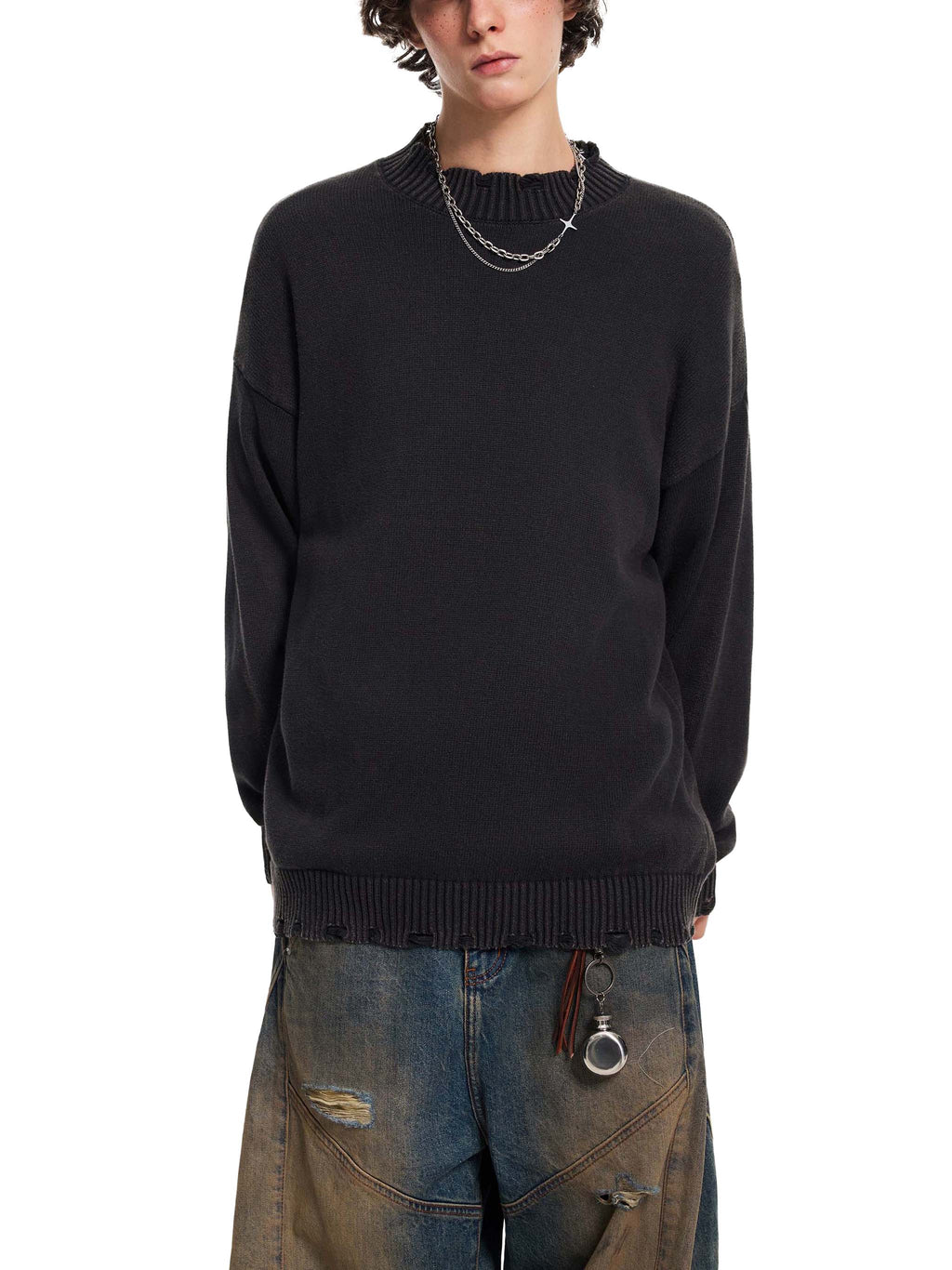 Vintage Washed Hand-Frayed Sweater