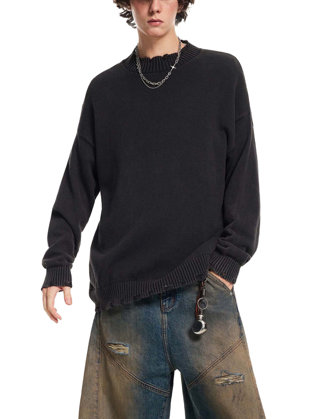 Vintage Washed Hand-Frayed Sweater