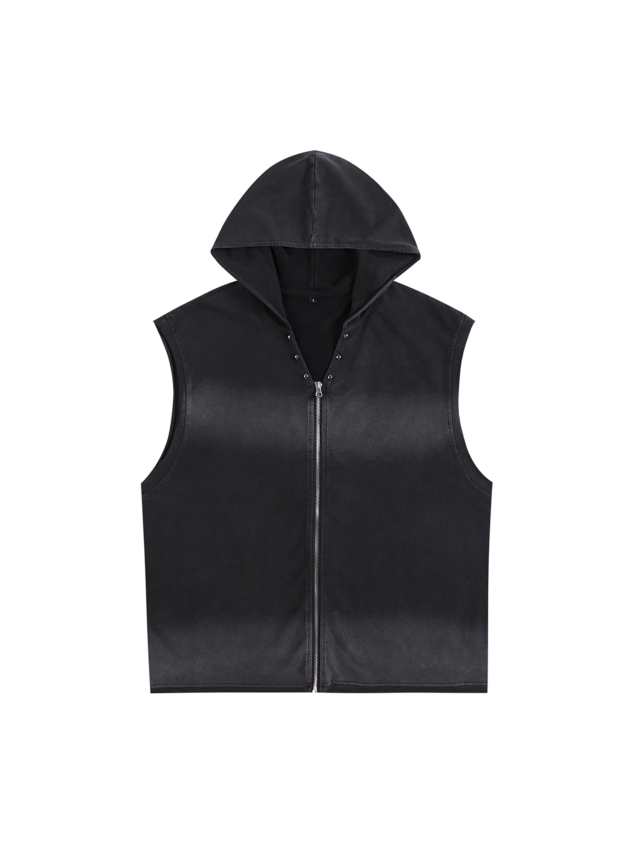Vintage Washed Zip-Up Hooded Tank Top