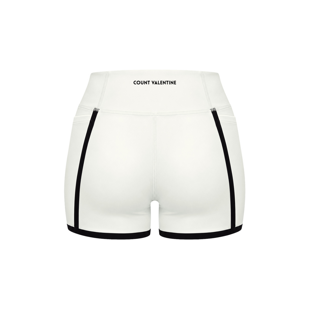 Everyday Move Biker Shorts - White, photo 2 | women's biker shorts by Count Valentine