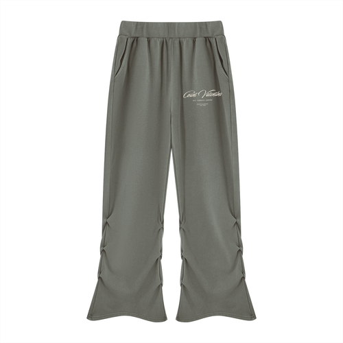 Coffee Club Vintage Wash Sweatpants - Sage Grey, front view | ruched sweatpants by Count Valentine