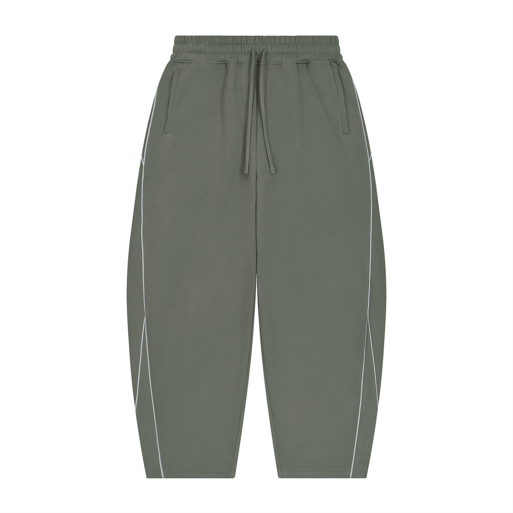 Unisex Piping Fleece Barrel Leg Sweatpants