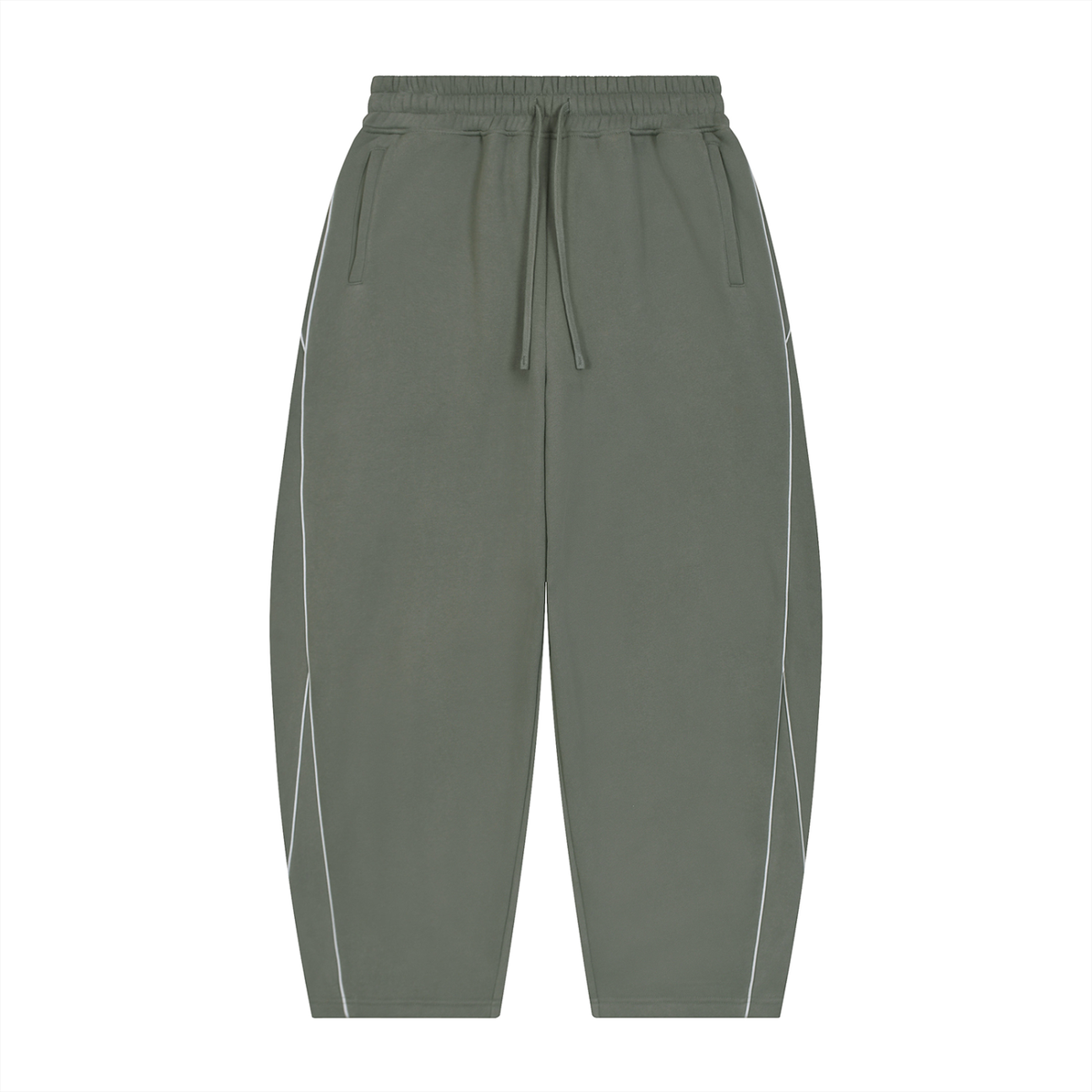 Unisex Piping Fleece Barrel Leg Sweatpants