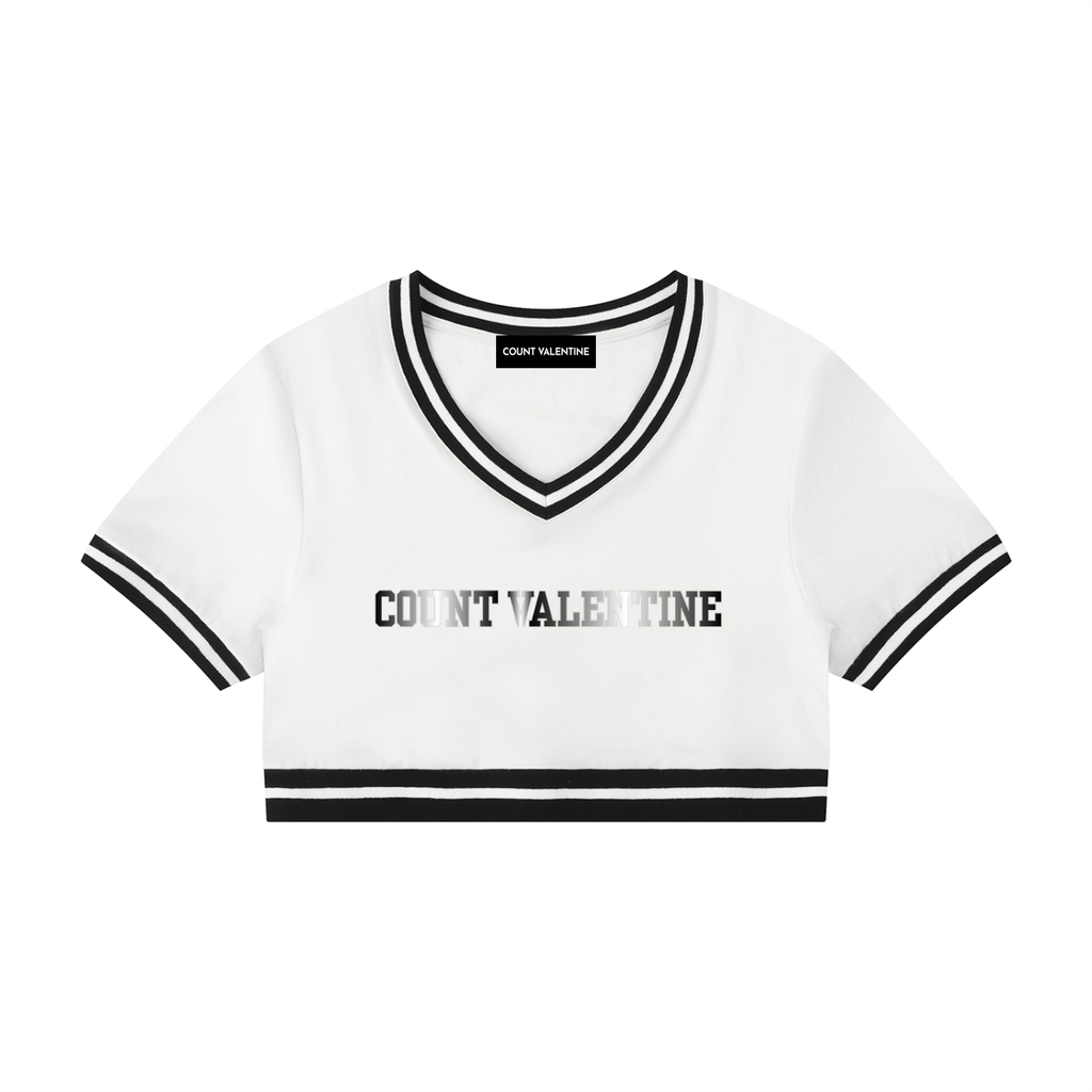 Women's Color Block V-Neck Crop T-Shirt