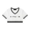 Women's Color Block V-Neck Crop T-Shirt