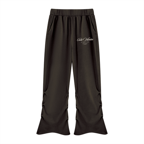 Coffee Club Vintage Wash Sweatpants - Black, front view | ruched sweatpants by Count Valentine