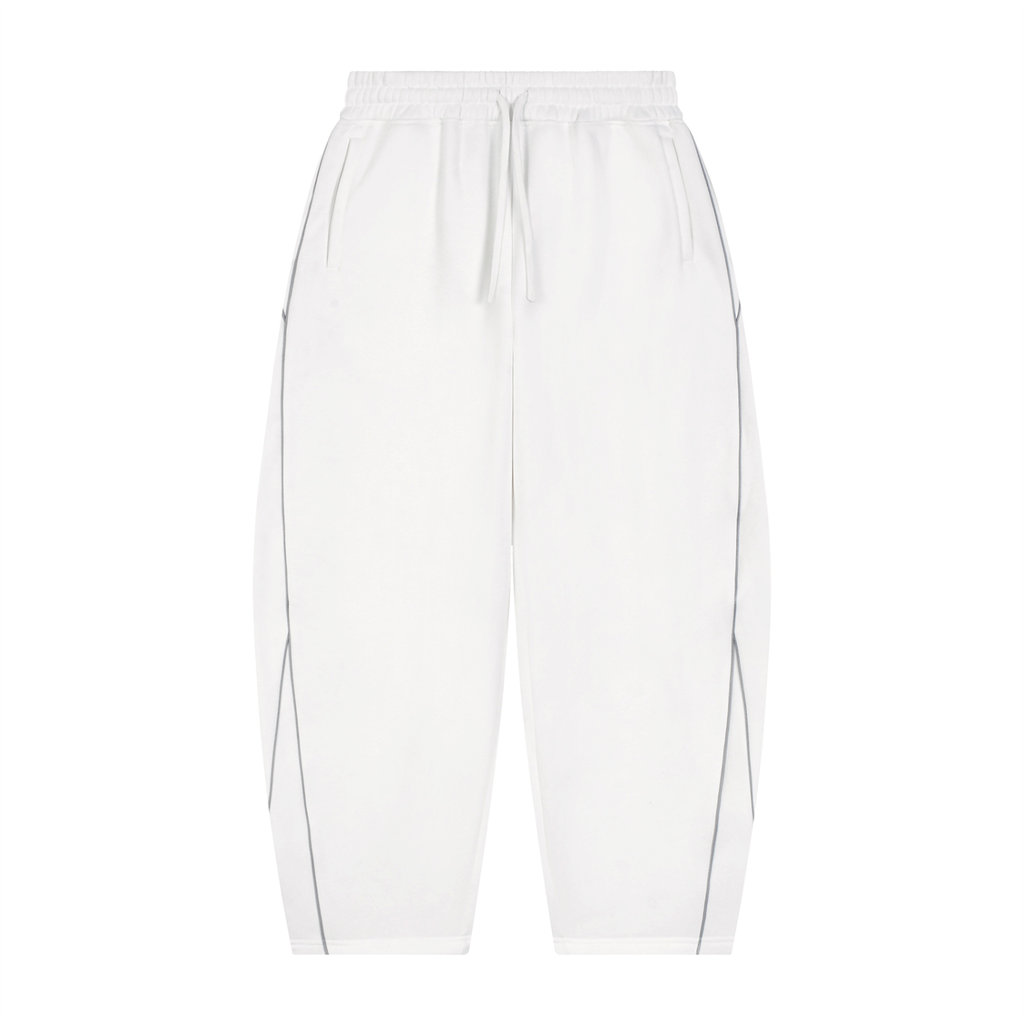 Unisex Piping Fleece Barrel Leg Sweatpants
