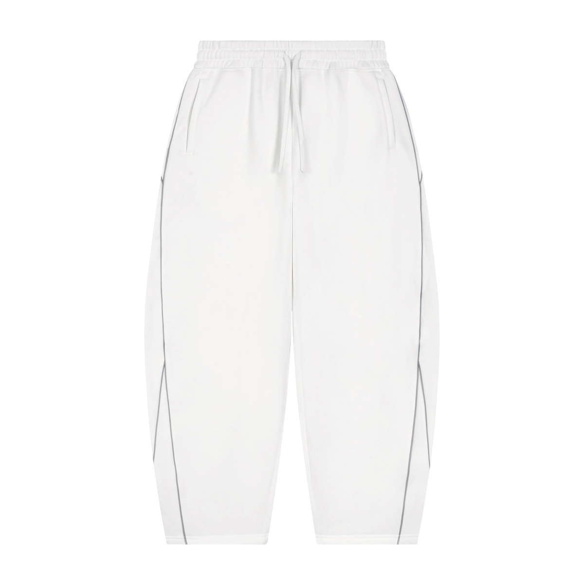 Unisex Piping Fleece Barrel Leg Sweatpants