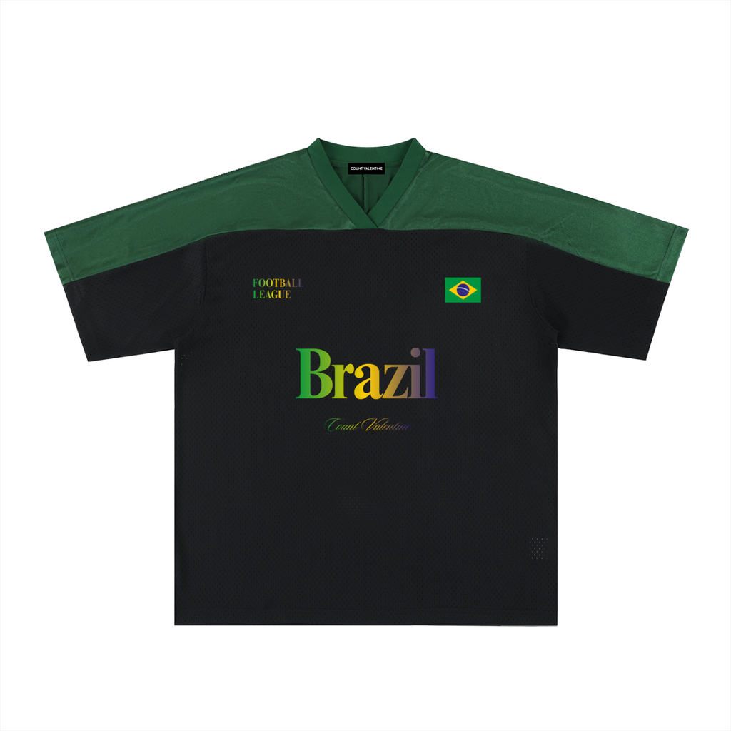 Oversized Mesh V-Neck Soccer Jersey